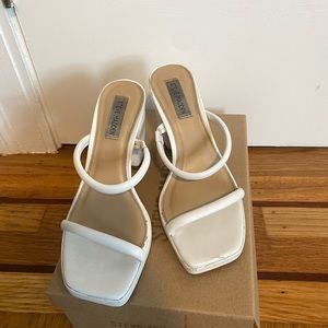 Steve Madden white Polly 4 inch block heel